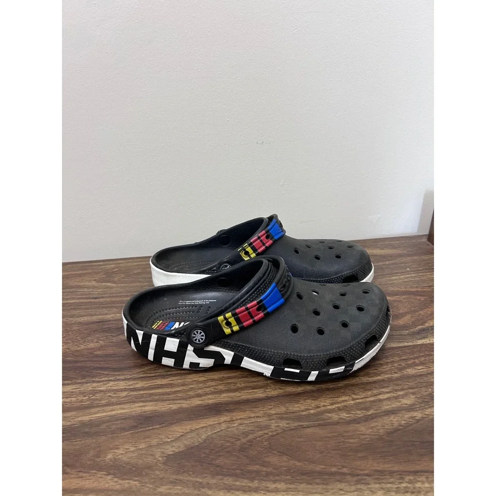 Crocs NASCAR Classic Clogs Black White Racing Mens 8 Womens 10 Checkerboard